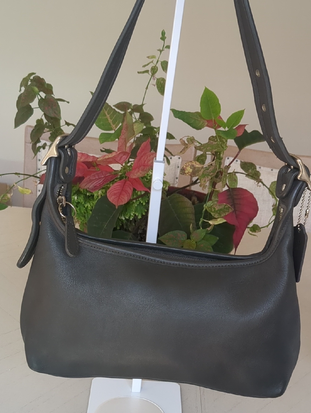 Coach Hobo Style 9059 in Charcoal grey Leather, Vintage Shoulder Bag - Picture 3 of 13